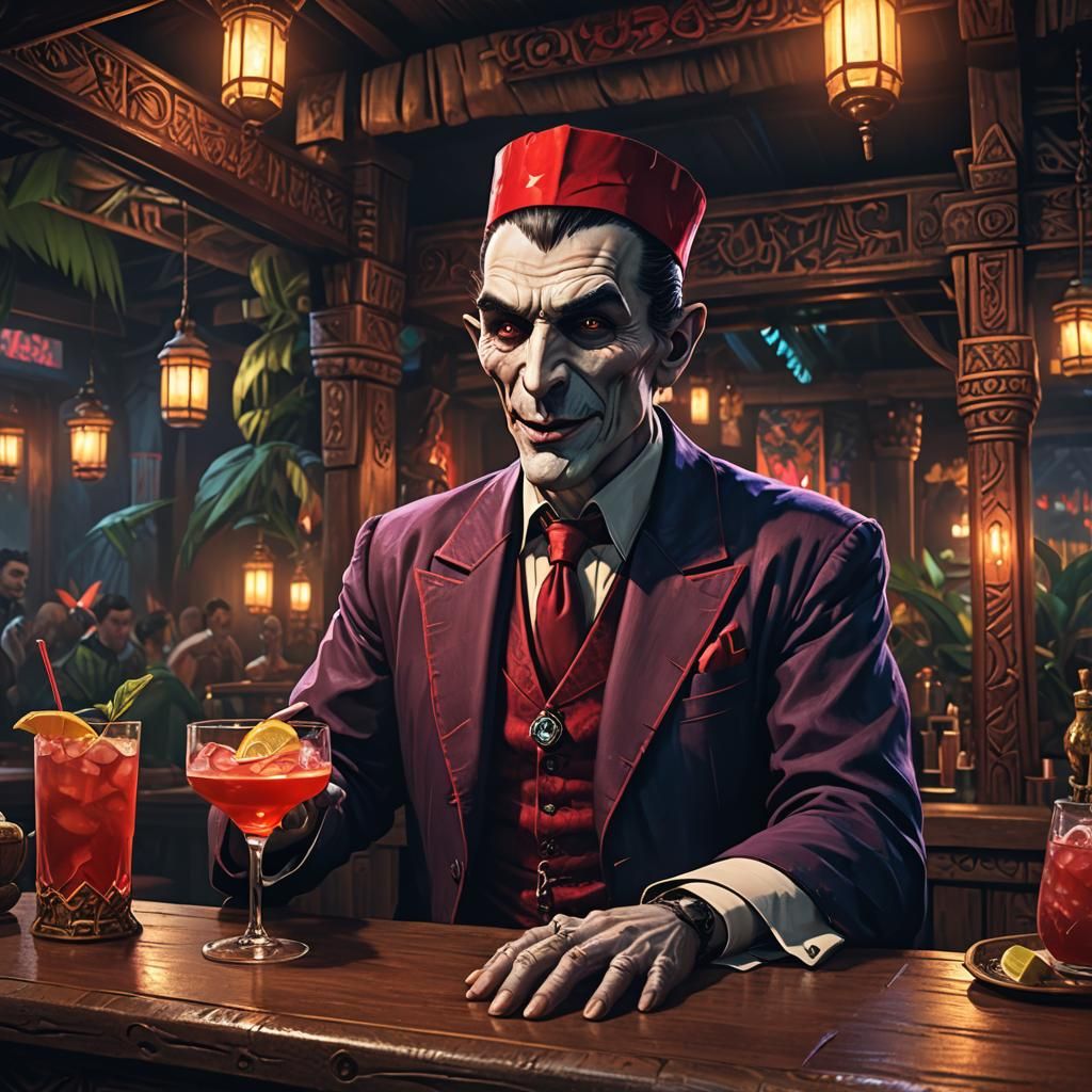 Dracula's Tiki Bar: A Dark Fantasy Concept Art