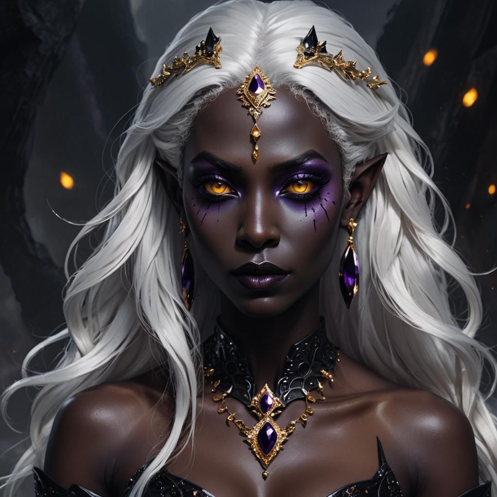 Dark Elf Portrait in Dark Fantasy Style