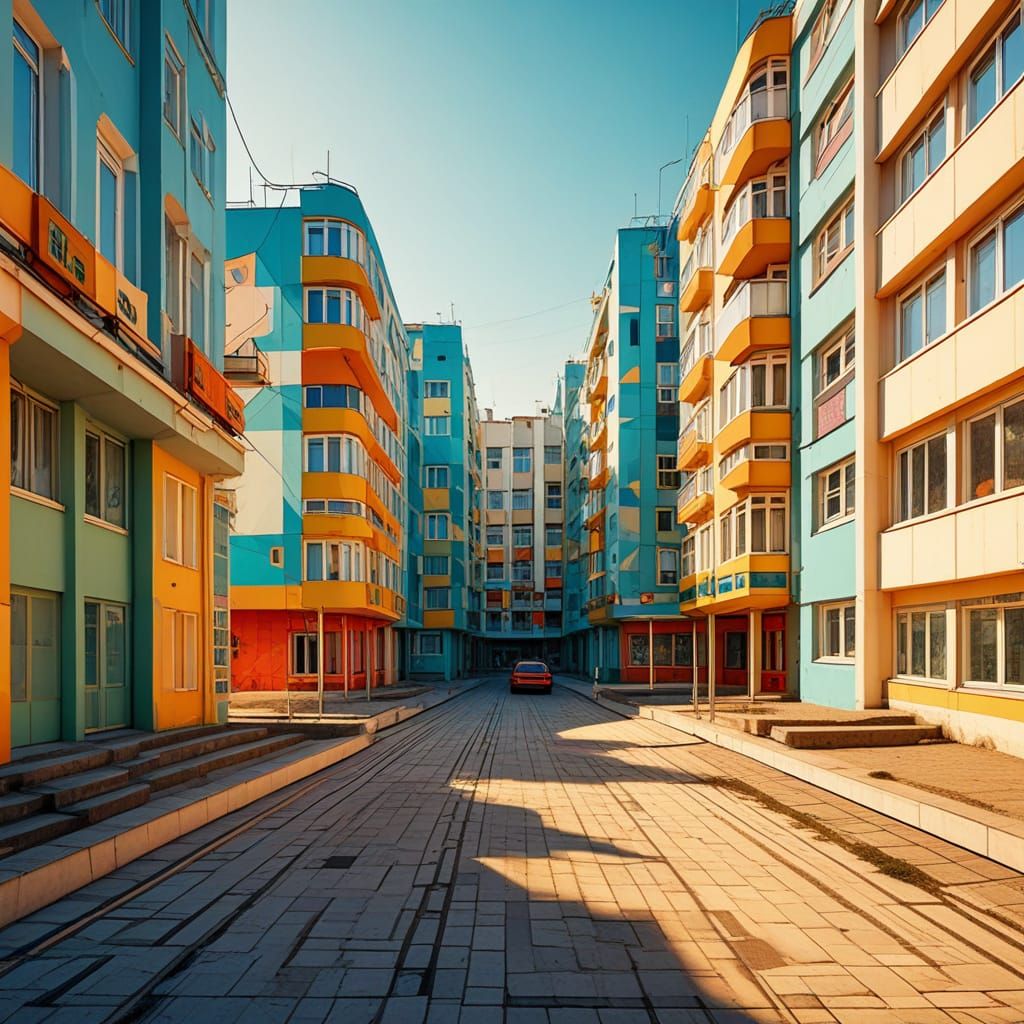 Vivid Pop Art Cityscape of Varna at Golden Hour