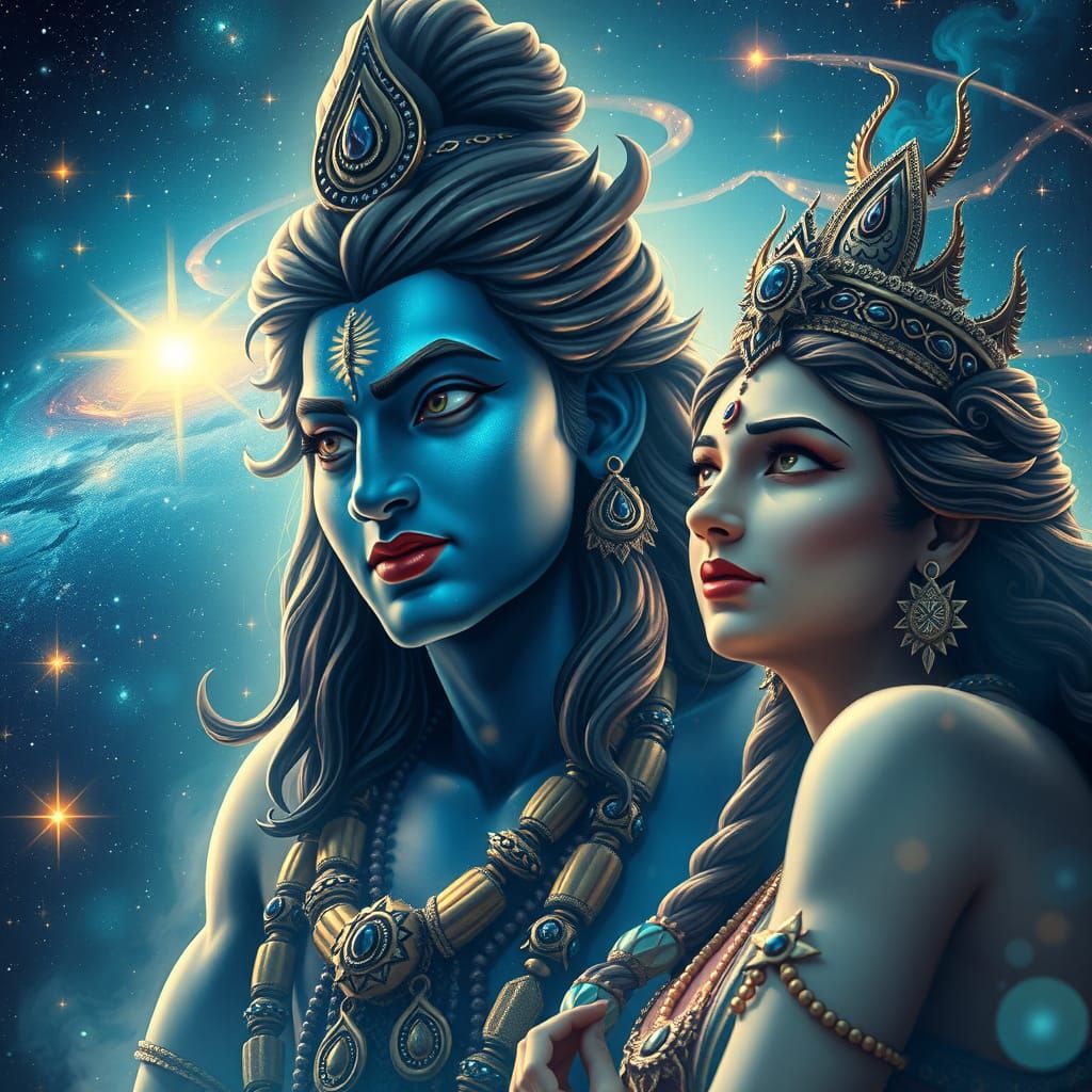 Lord Shiva in Cosmic Digital Art