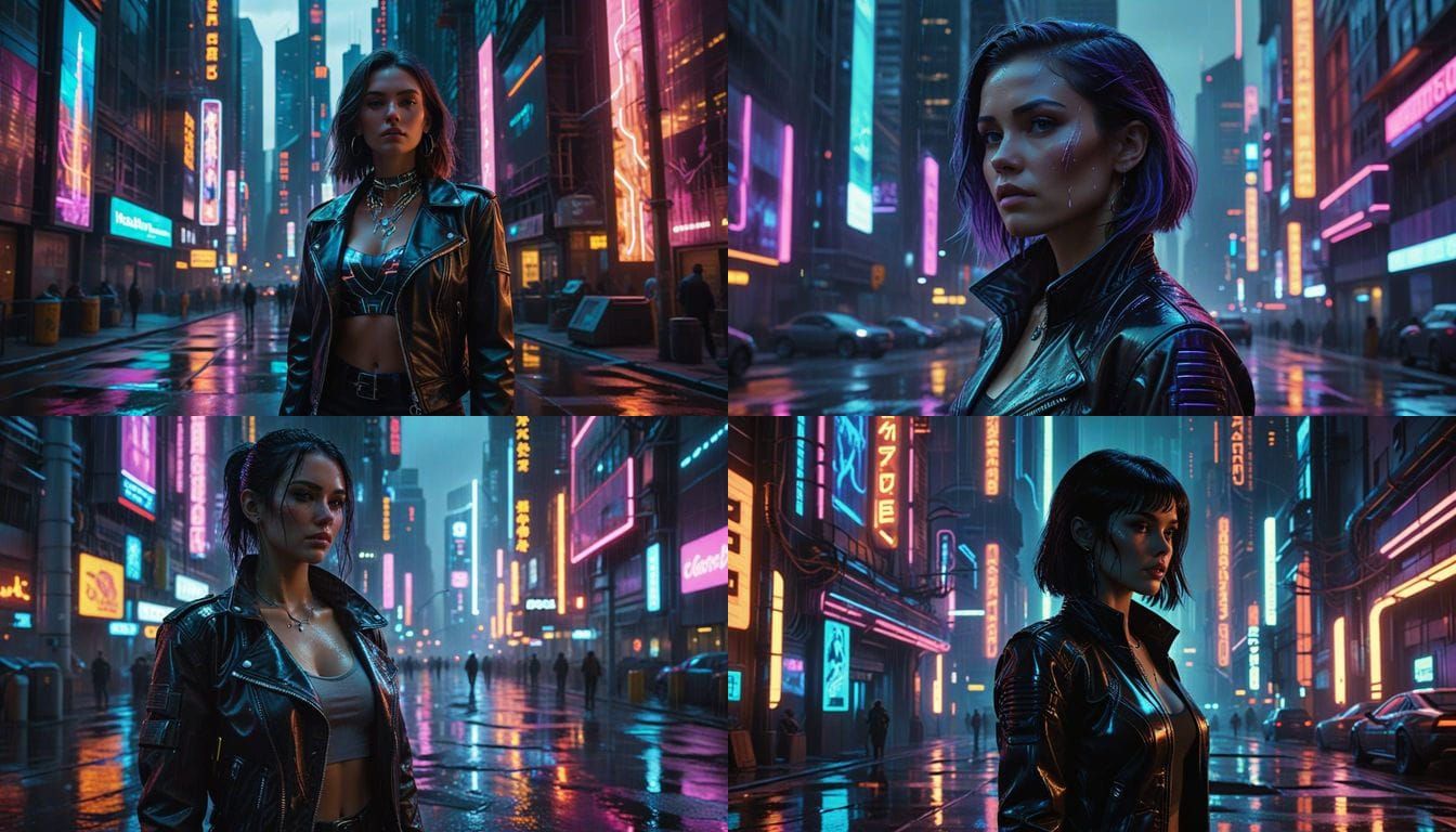 Cyberpunk Goddess Amidst Neon Dreamscape