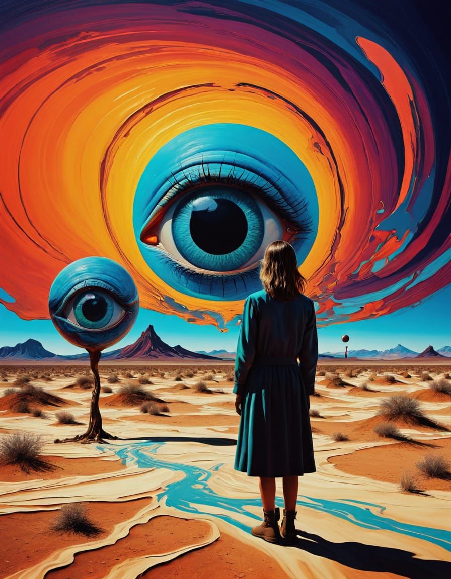 Surreal Desert Dreamscape Oil Painting