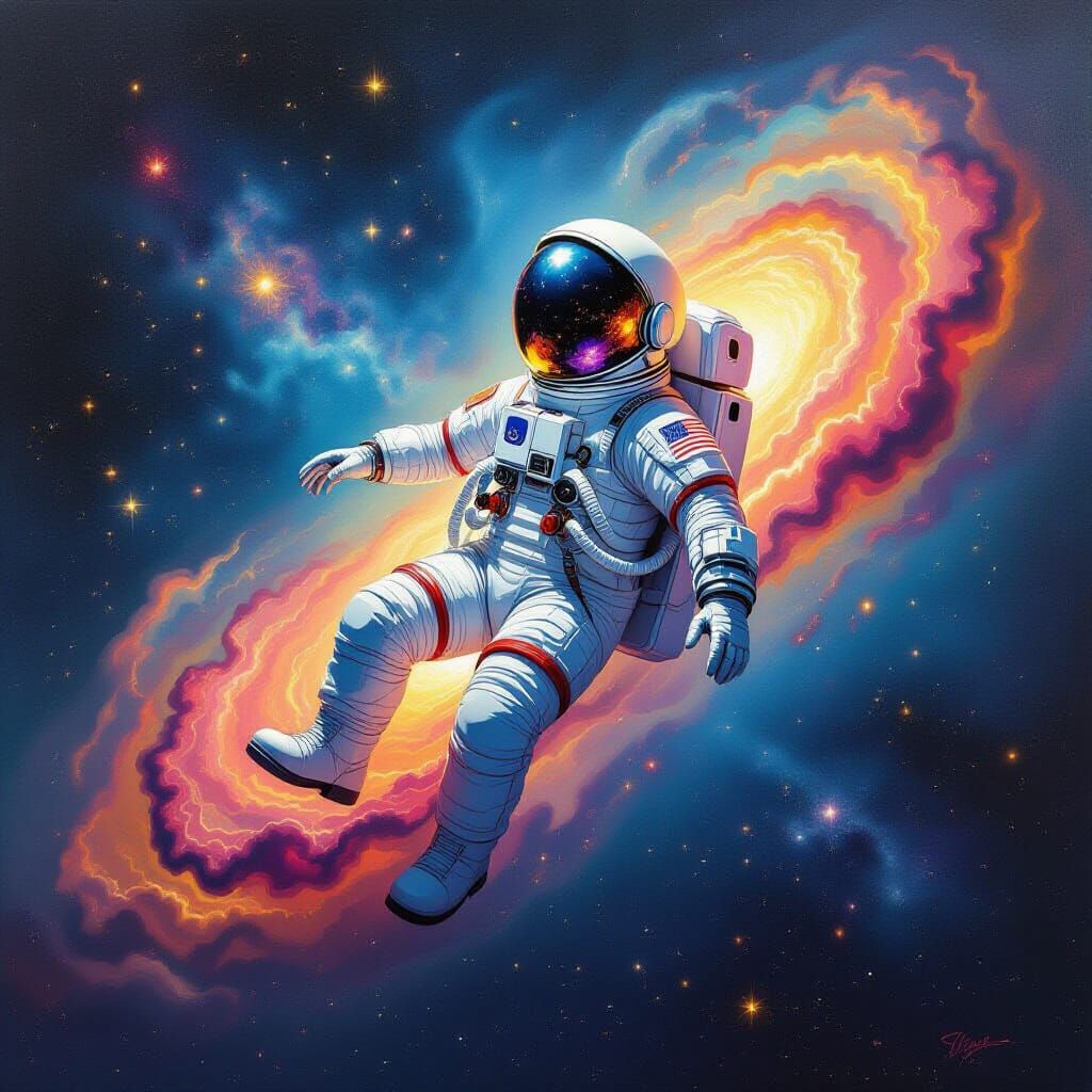 Ice Cream Astronaut in Cosmic Nebula