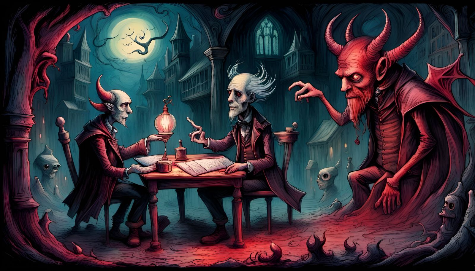 Faust Makes A Deal With The Devil In The Art brut Style of Alexander Jansson (Continued)