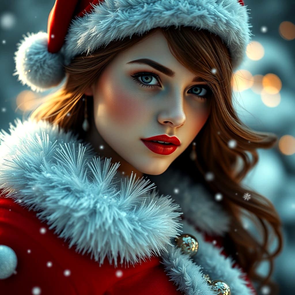 A Festive Fantasy Queen in Red, Captured in 8K Resolution