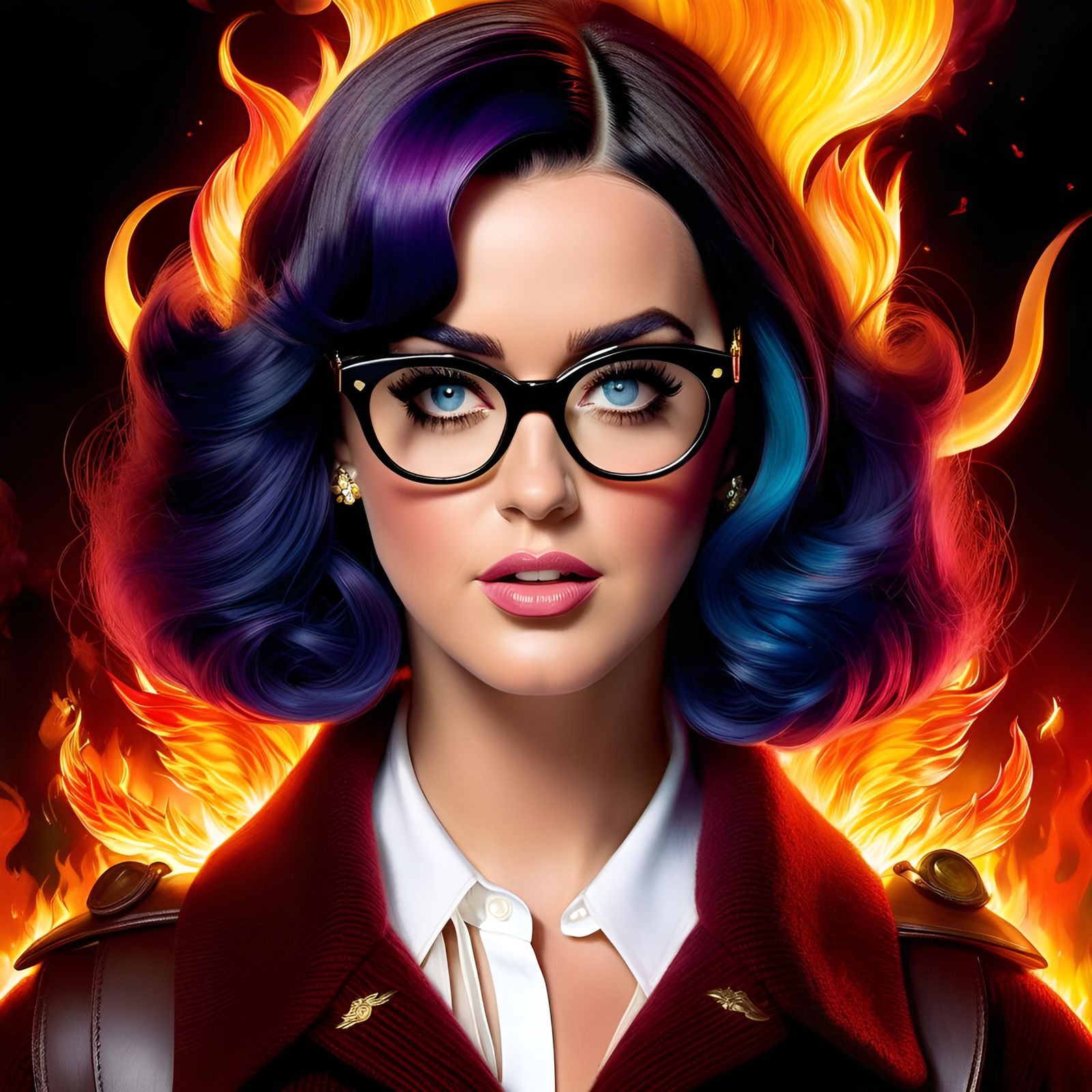 Katy Perry Hogwarts Portrait in Pin-Up Style
