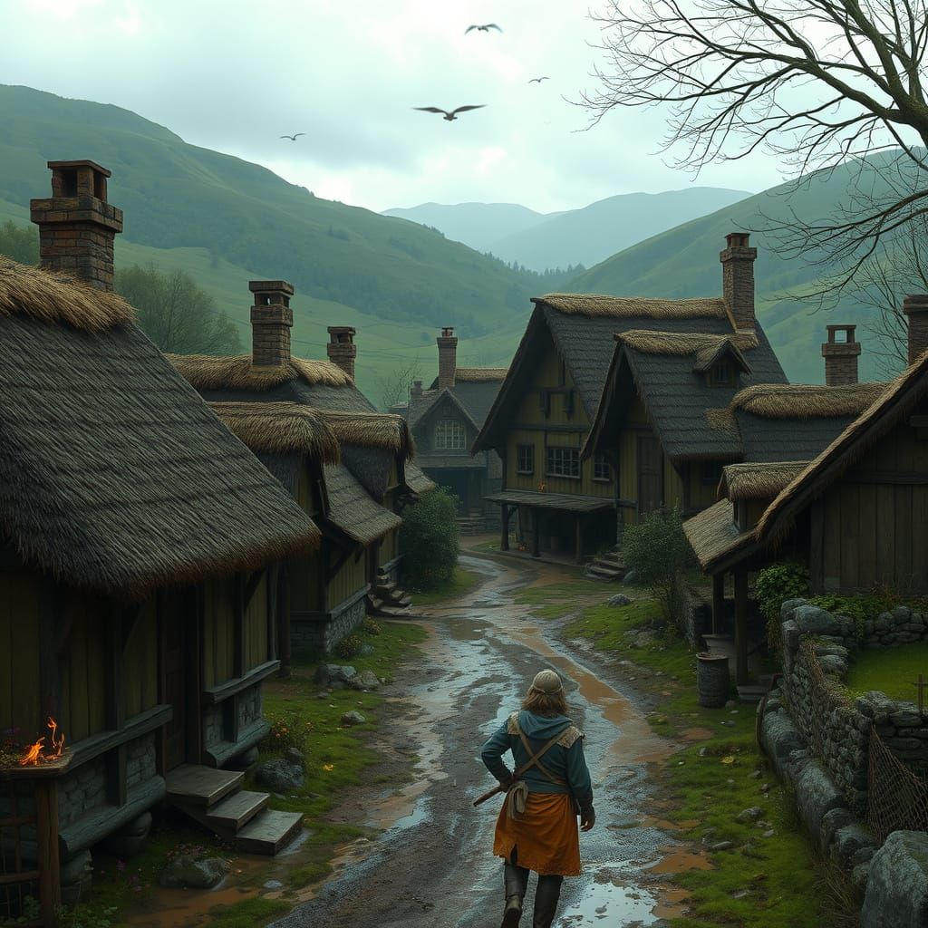 Mystical Medieval Village Inspired by Fantasy Art
