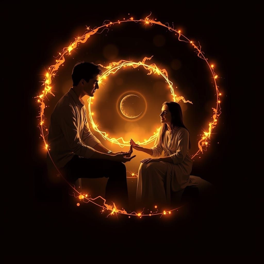 Ethereal Figure in Dreamlike Scene of Creation