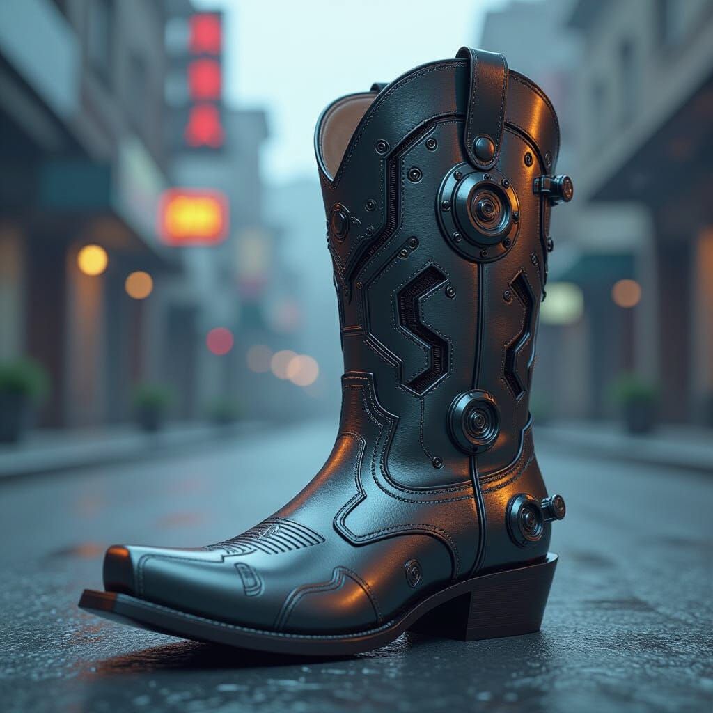 Mechanized Cowboy Boots in Sci-Fi Style
