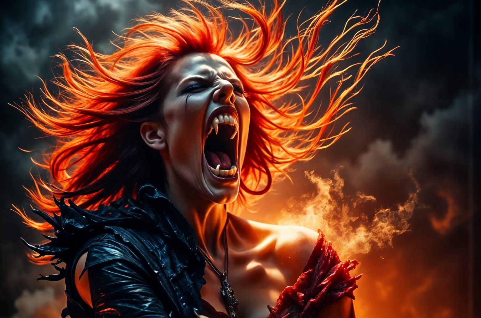 Gothic Vampire in Hyperrealistic Fury