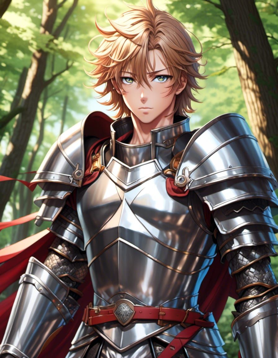 Anime Knight in Forest Armour