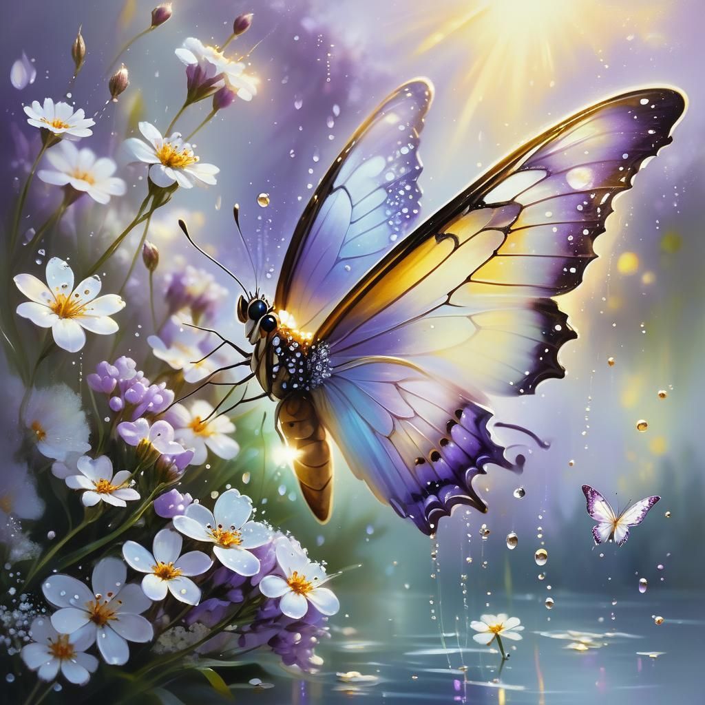 Glowing Butterfly in Magical Realism Style