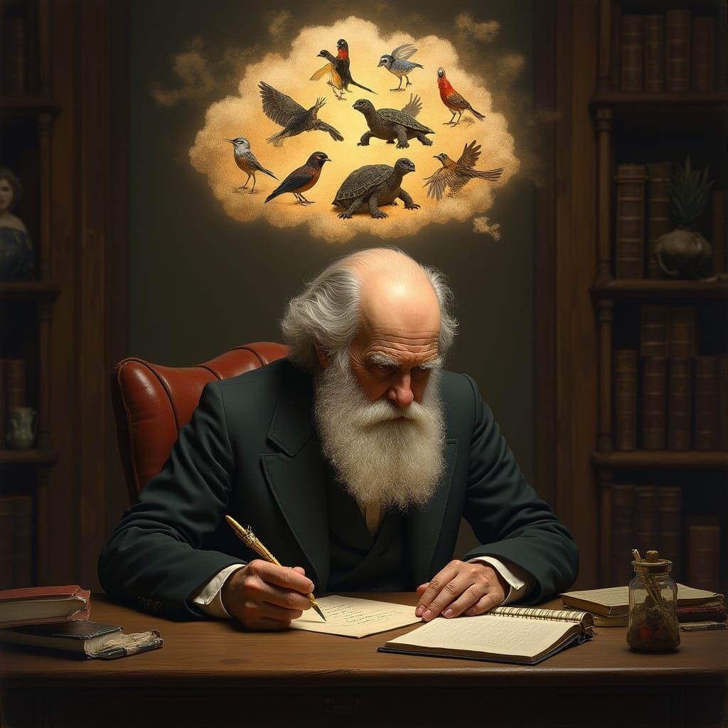 Charles Darwin's Groundbreaking Vision in Hyperrealistic Sty...
