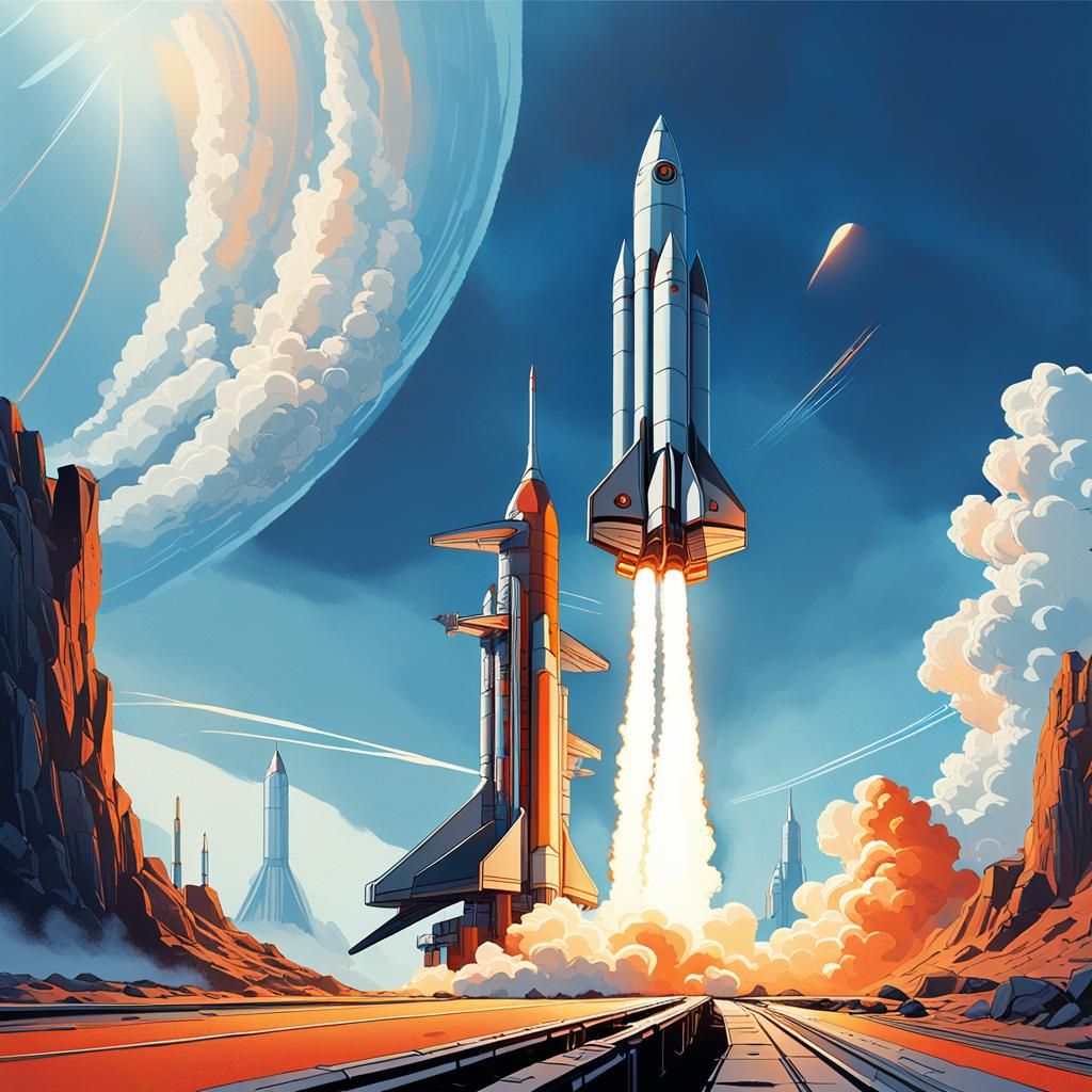 Vulcan Rocket Launch in Clear Blue Sky