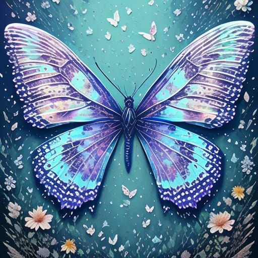 Blue Butterfly Close-up: Photorealistic Delicate Wings