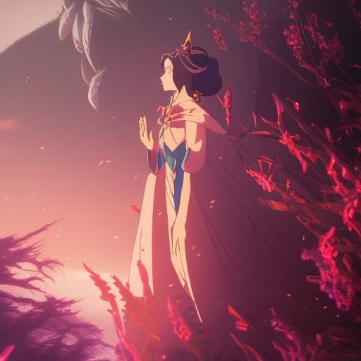 Evil Queen and Princess in Studio Ghibli Style