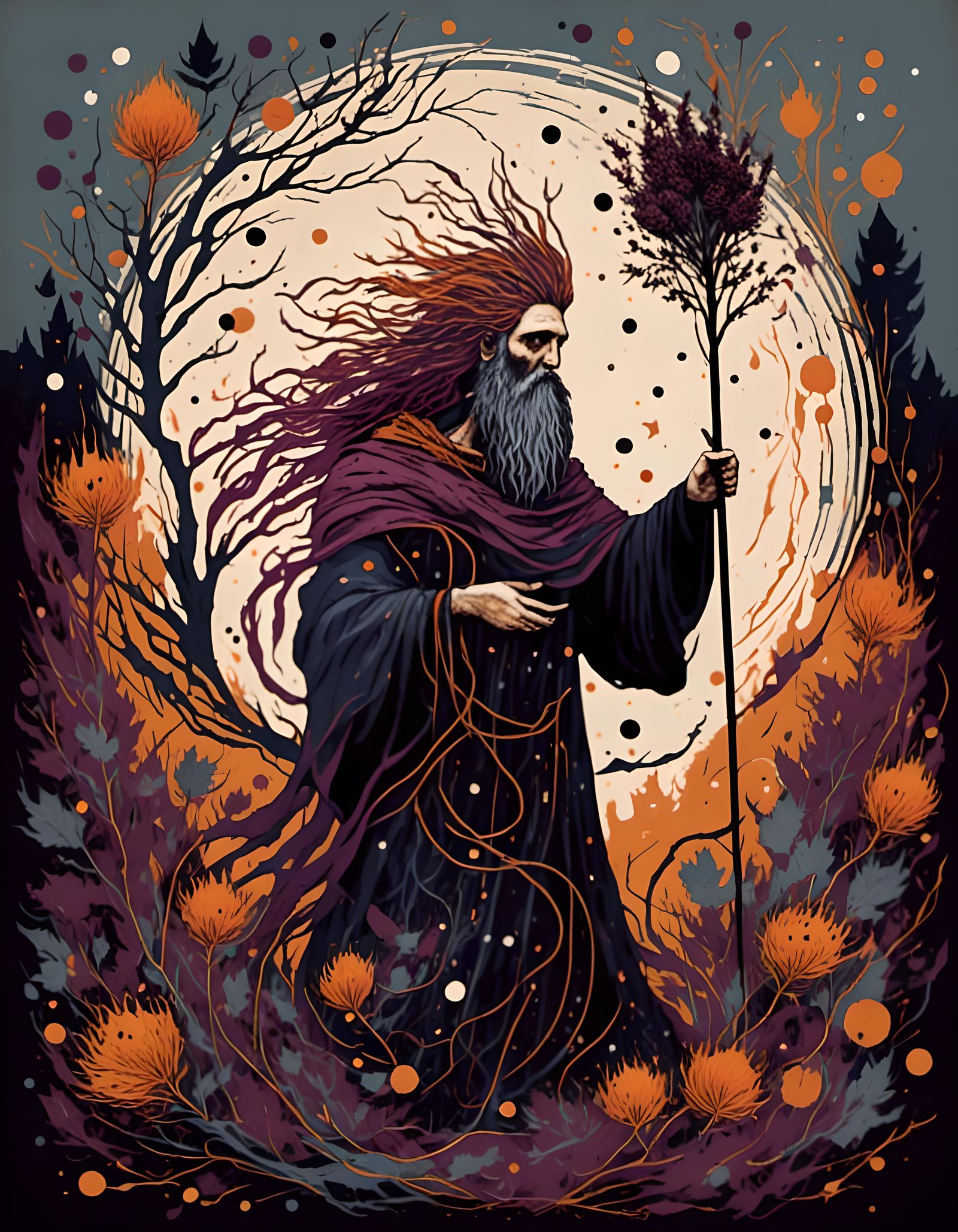 Mystical Druid Reaching for the Stars