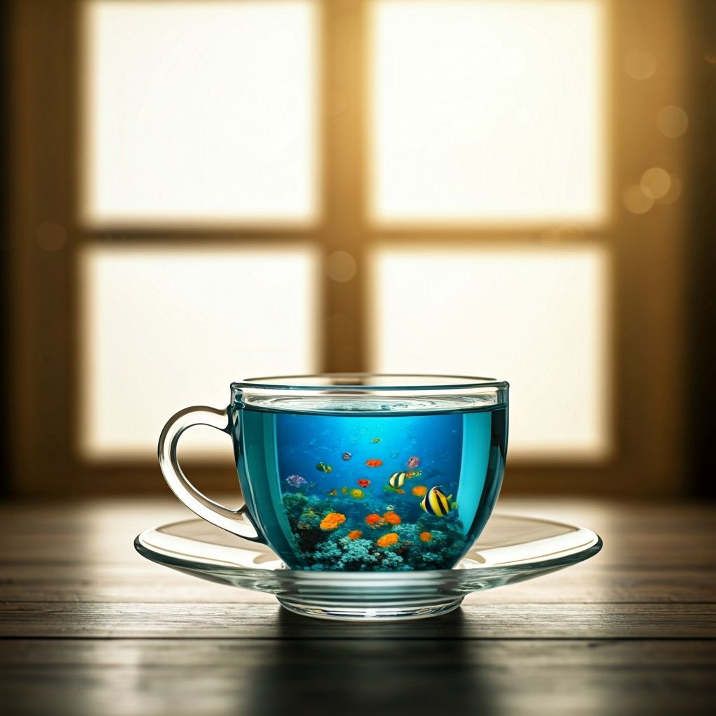Tropical Fish Swim in Glass Tea Cup