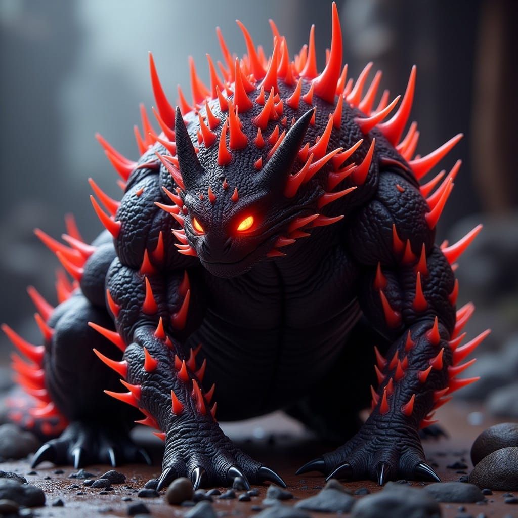 Dragon Symbiote Hybrid with Glowing Red Stripes