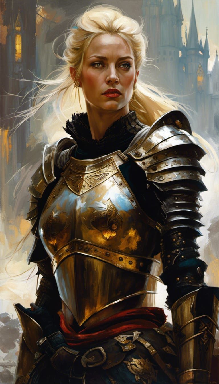 Female Warlord Portrait in Medieval Fantasy Style
