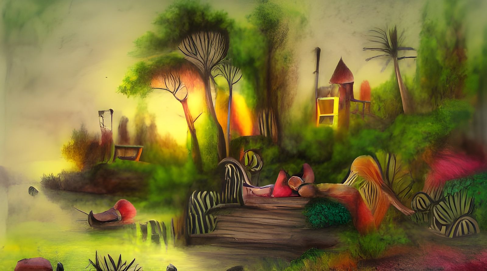 Colorful Storybook Illustration of a Summer Evening
