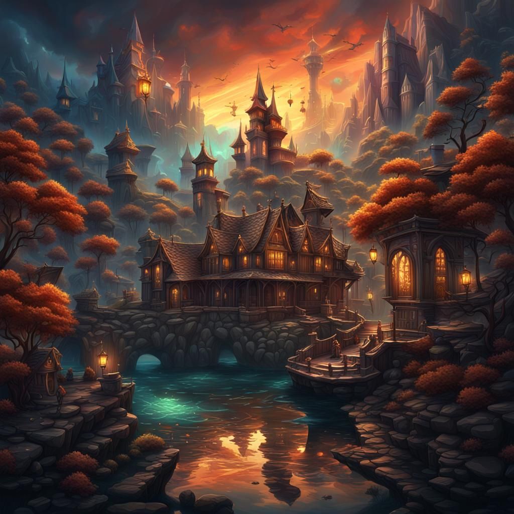 Fantastical Art Styles Merge in Detailed Matte Painting