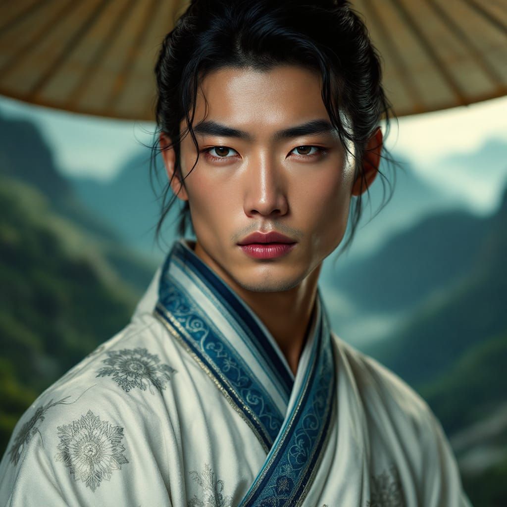 Asian Prince Percival in Traditional Attire, Photorealistic ...