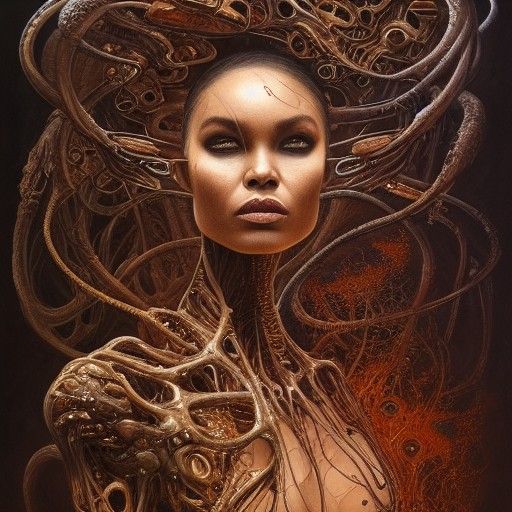 Biomechanical Brown Sugar Sculpture in Photorealistic Style