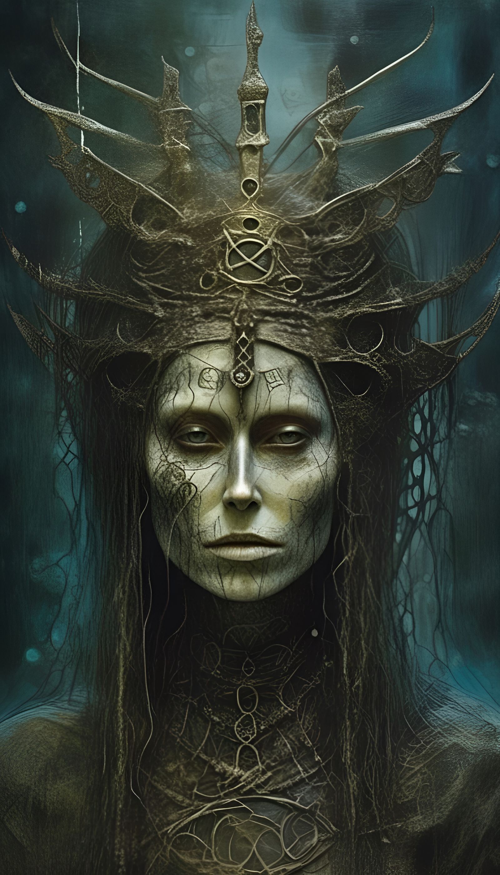 Viking Lich Queen Portrait in Dark Fantasy Style