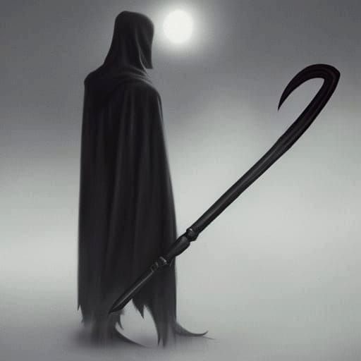 Eerie Grim Reaper in Fog: Dark Fantasy Concept Art