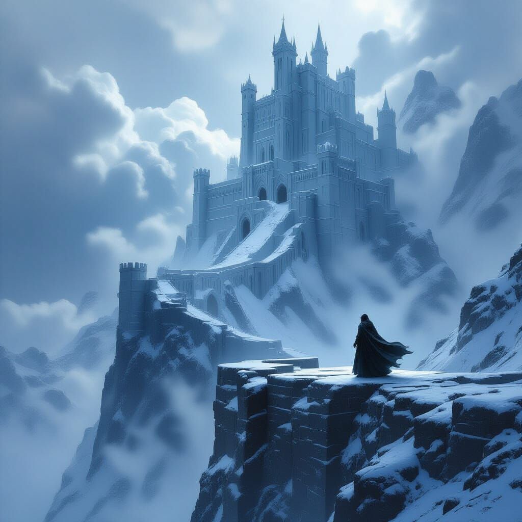 Ancient Snow Fortress on Stormy Peak
