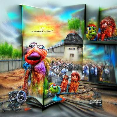 Disturbing Muppet Holocaust in Hyperreal Mixed Media