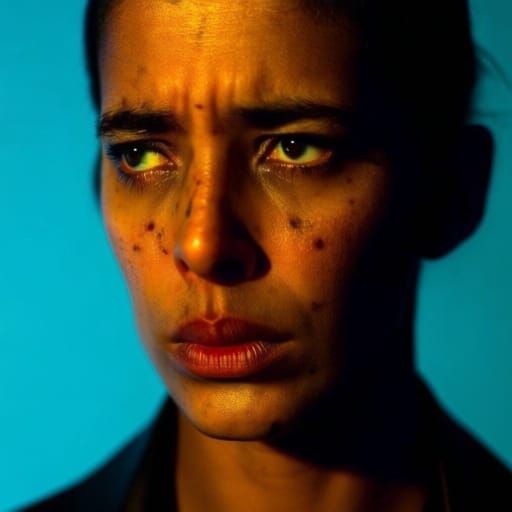 Avant-Garde Portrait with Dramatic Studio Lighting