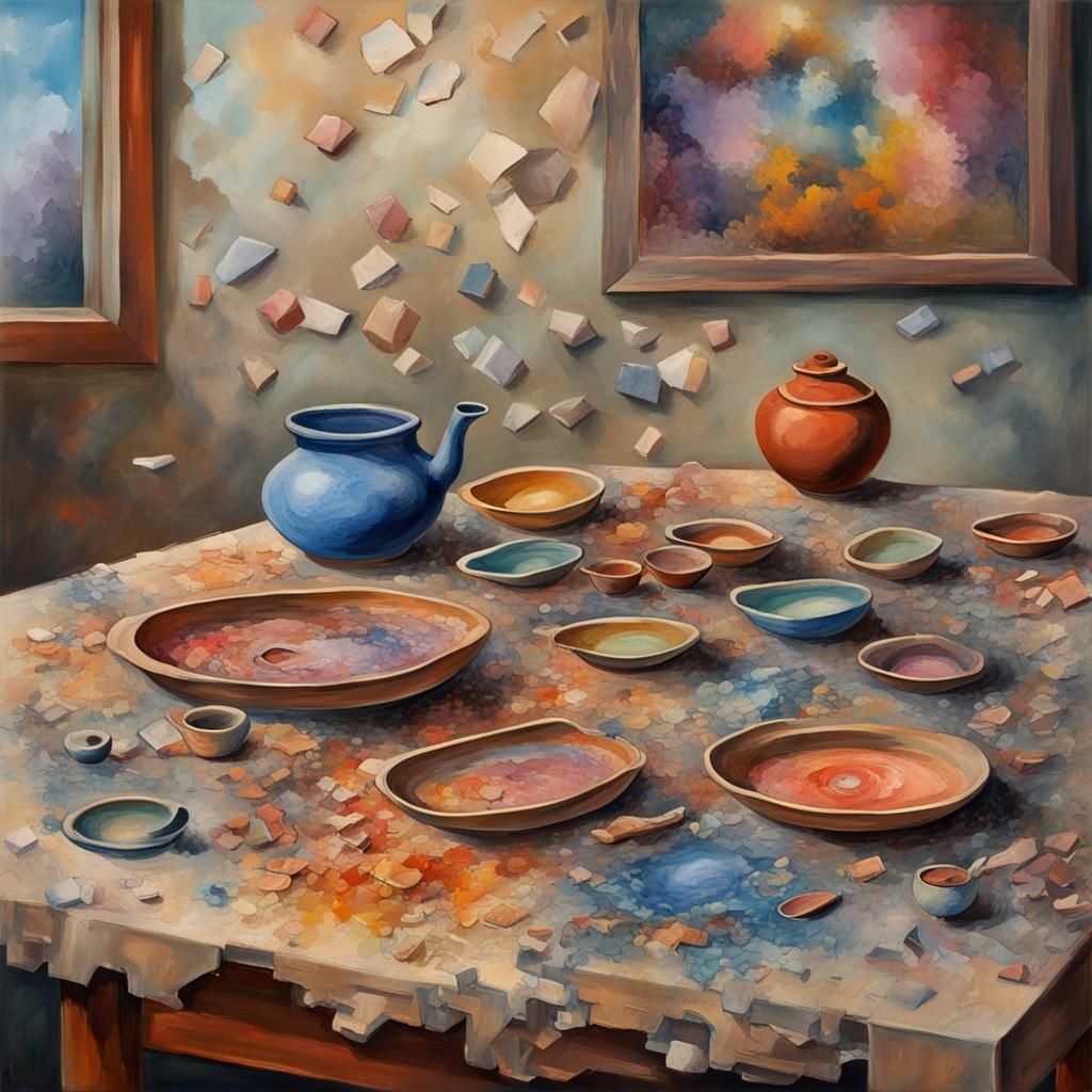 Wabi Sabi Pottery Table in Maximalist Style