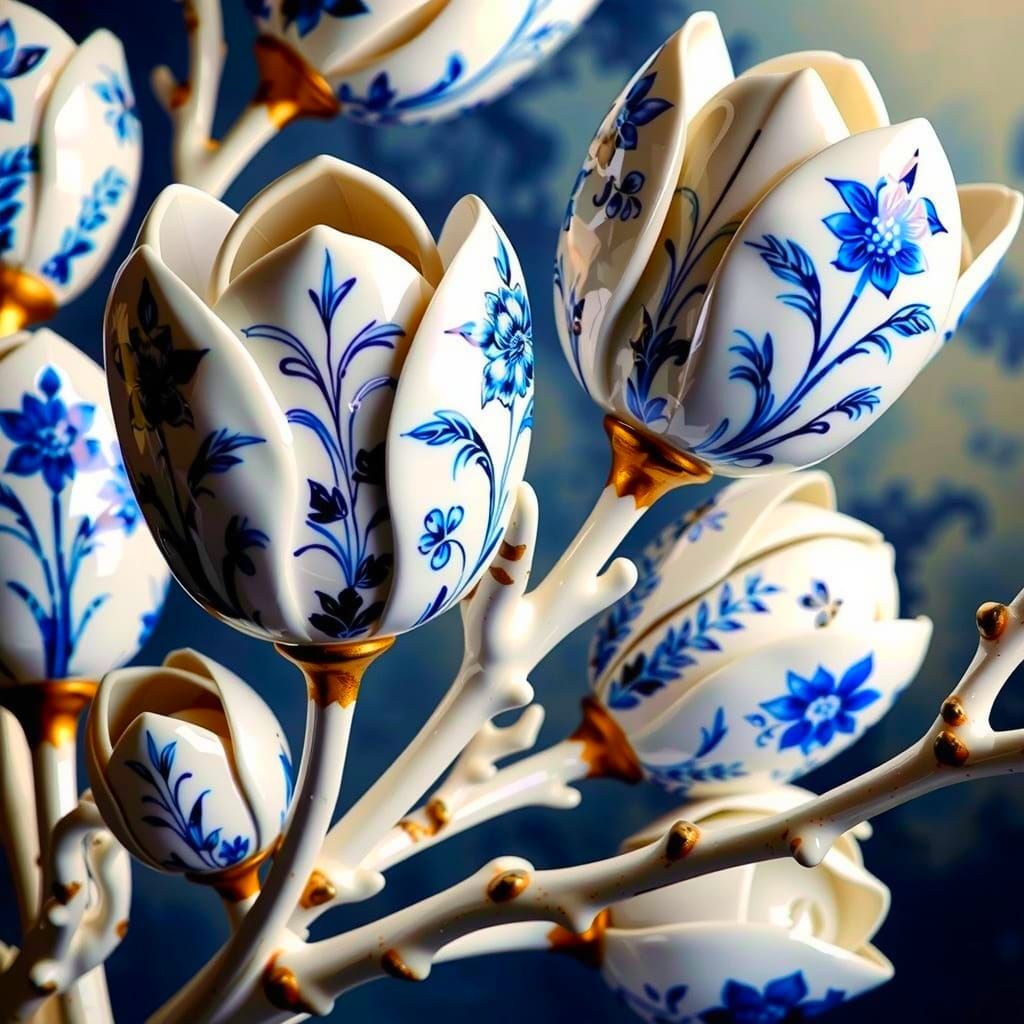 Porcelain Florals in Vibrant Blues and Whites