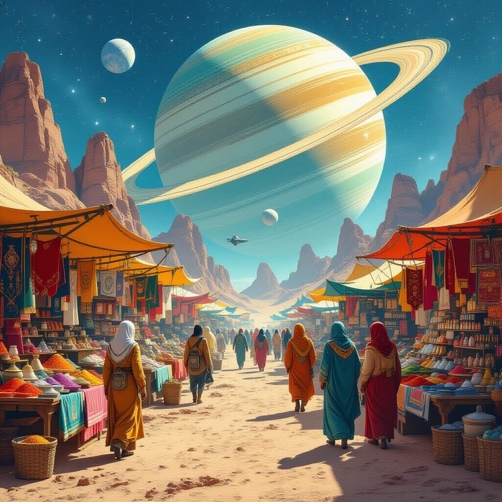 Exotic Space Bazaar Travel Poster