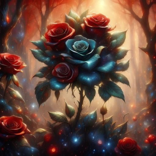 Crimson Fairy in Enchanted Red Moonlight Forest