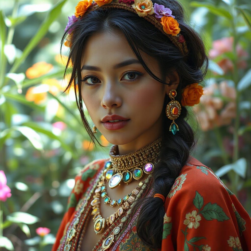 Bohemian Woman in Hyperrealistic Style