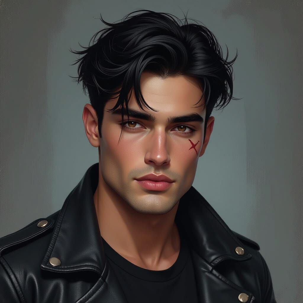 Noir Portrait of a Man with Scar and Dimples