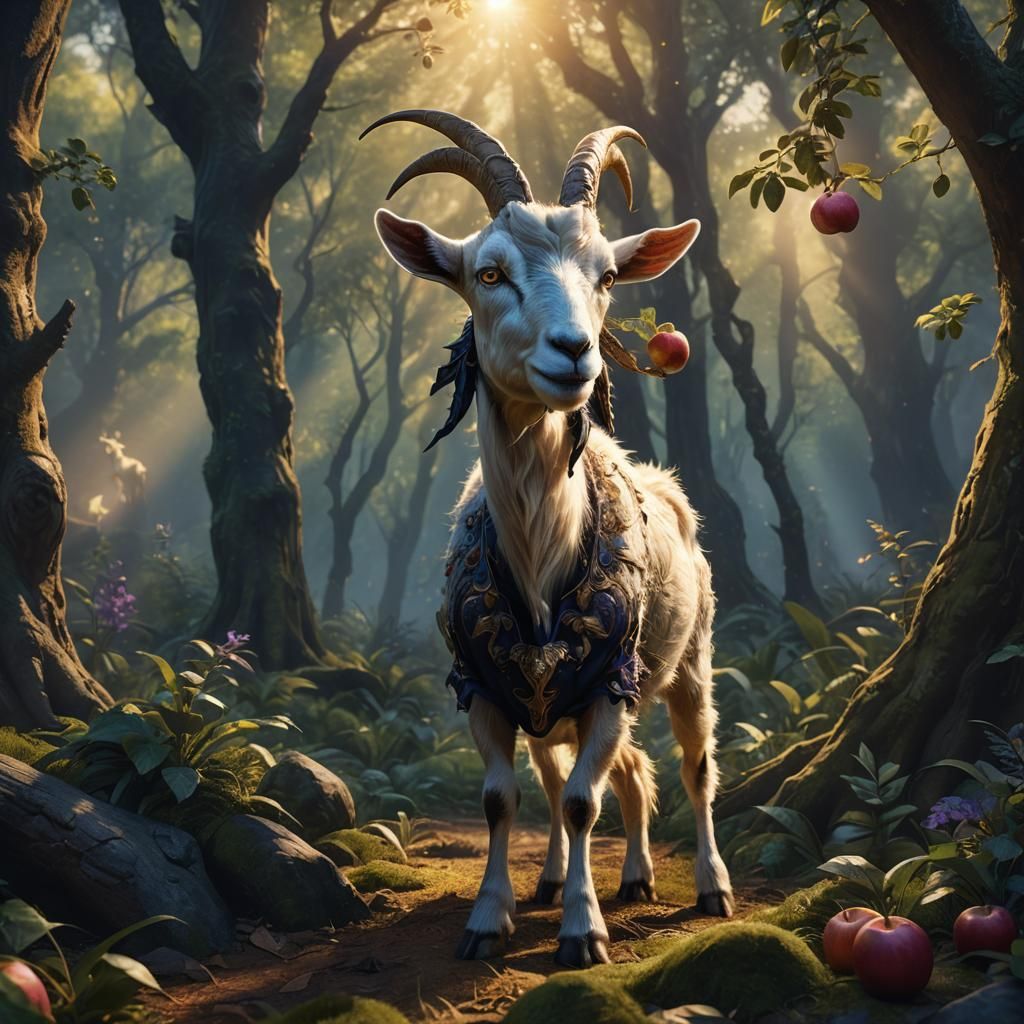 Mystical Goat Hybrid in Forest Concept Art