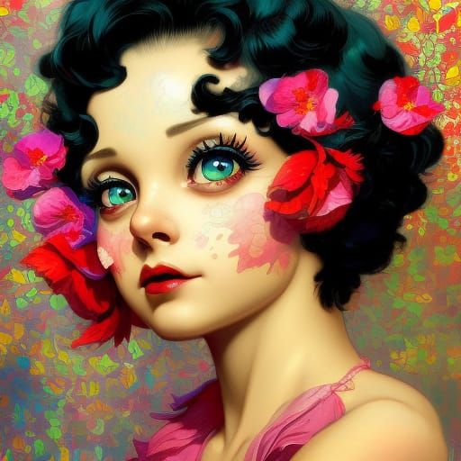 High Resolution Betty Boop Portrait in Art Nouveau Style