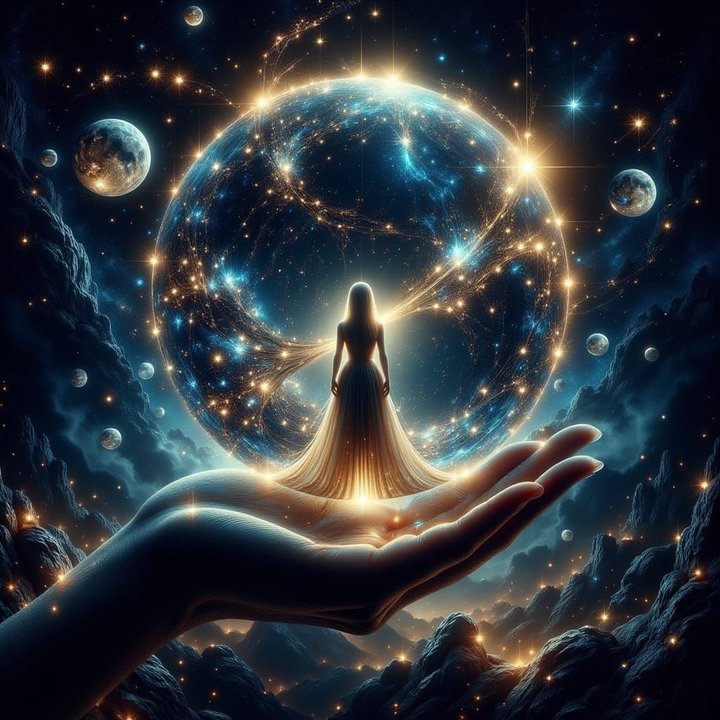 Surreal Cosmic Dreamscape in Whimsical Digital Art