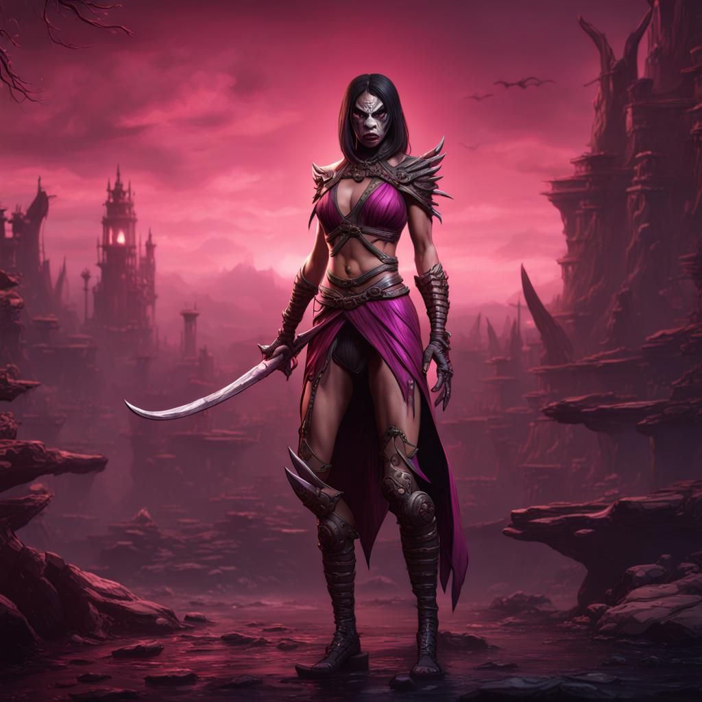 Detailed Matte Painting of Mileena in 8K