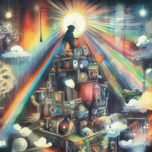 Wizard Rides Futuristic Motorcycle in Knotwork Style