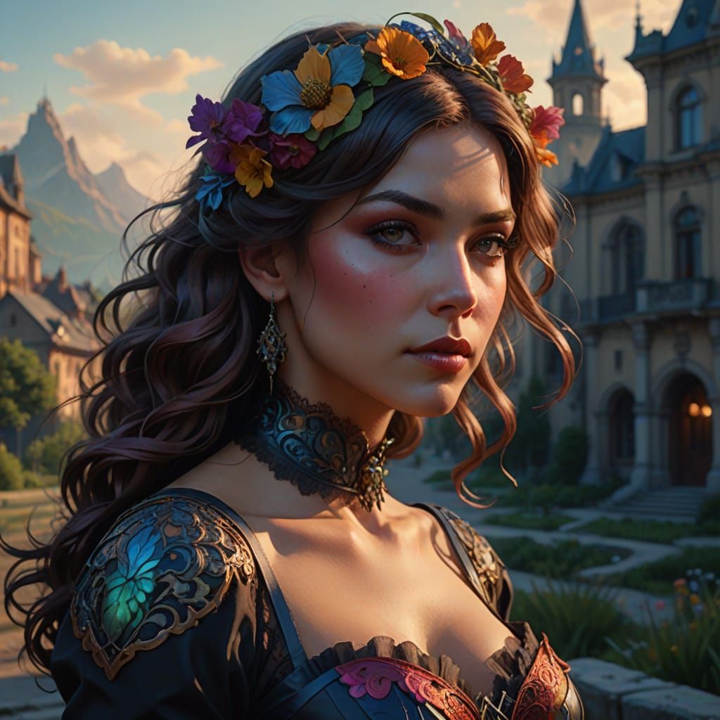 Woman Merges with Landscape in Burlesque Corset