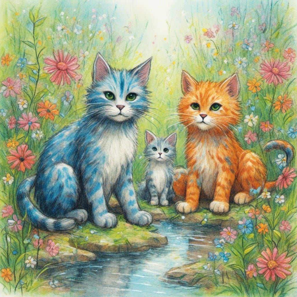 Cats in Kids' Illustration Style
