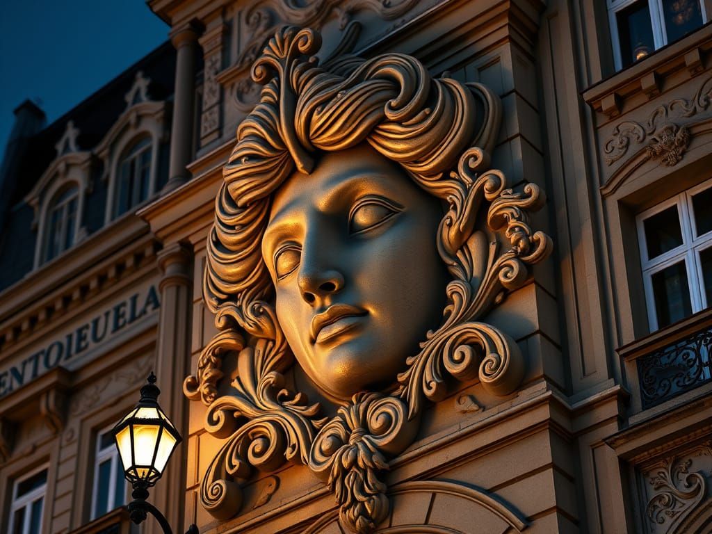 Elegant Art Nouveau Female Face in Exquisite Detail