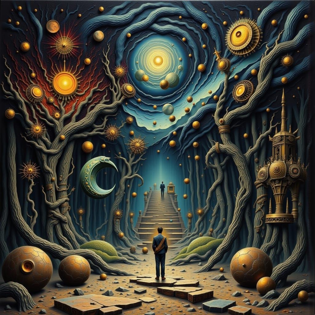 Surreal Pathway to the Stars in Deco Style