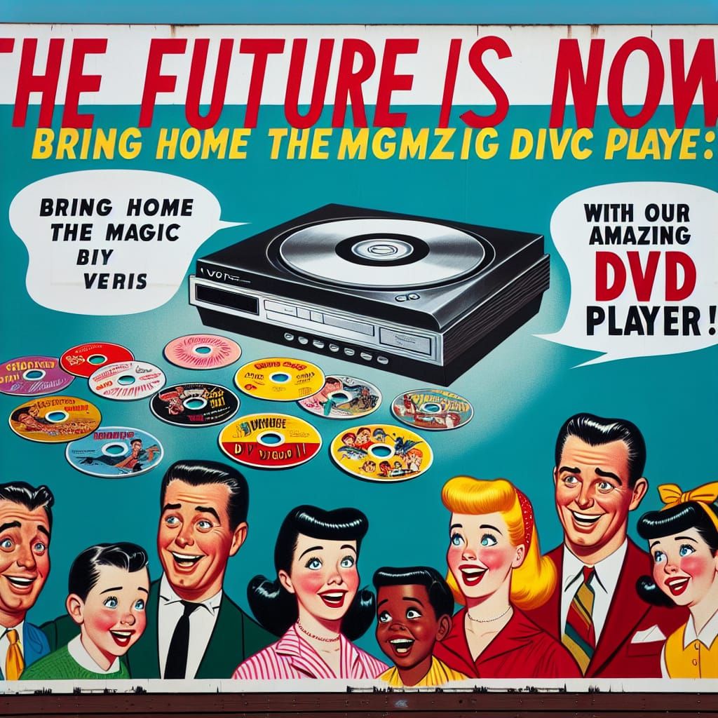 Vintage 1950s Billboard Ad for DVD Player