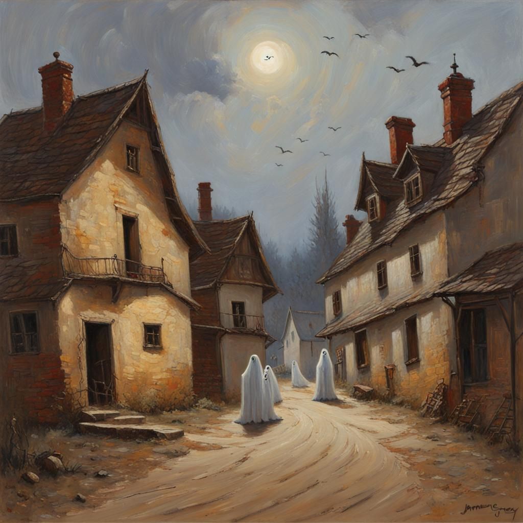 Ethereal Specters Wander Through Picturesque Village as Oil ...